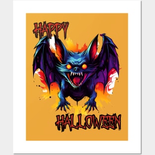 Spooky Bat Happy Halloween Posters and Art